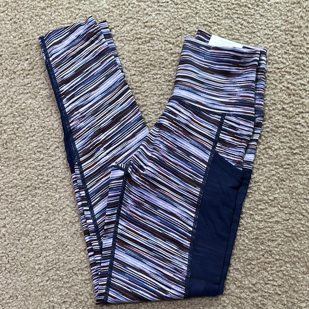 Aerie Blue and Purple Striped Athletic 7/8 Leggings - Size S